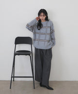 【11月上旬予約商品】シャギーチェッククルーネックニット