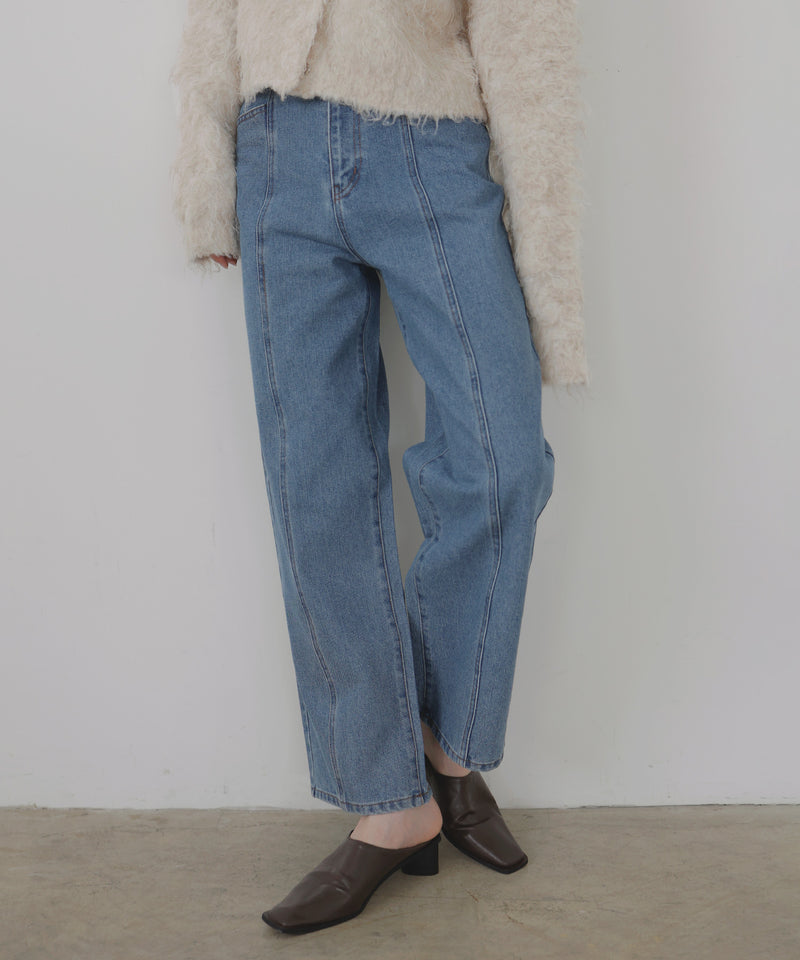 センターラインストレートデニムパンツ