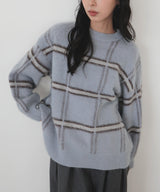 【11月上旬予約商品】シャギーチェッククルーネックニット