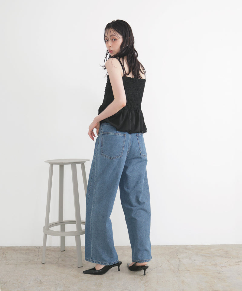 パネルラインワイドデニムパンツ