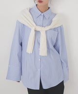 ストライプポケットオーバーシャツ