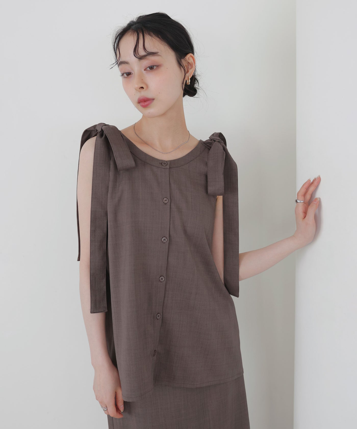 ブラウス シャツ 2WAYショルダーリボントップス レディース LIAN ブラウス シャツ 2WAYショルダーリボントップス レディース