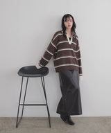 【10月中旬予約商品】アルパカタッチボーダーポロニット