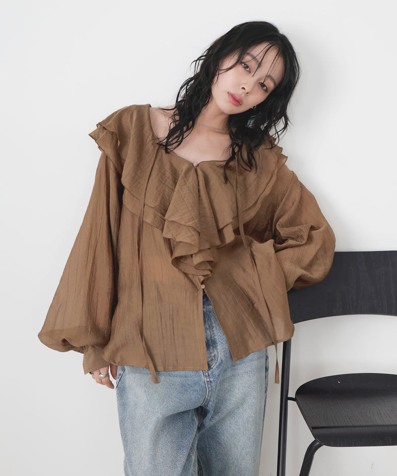 シアーラッフルブラウス – LIAN