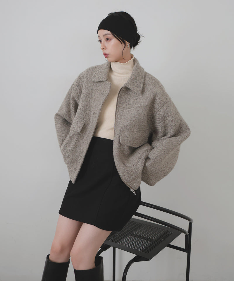 【10月下旬予約商品】　【ayu×LIAN】ステンカラーカールシャギーブルゾン