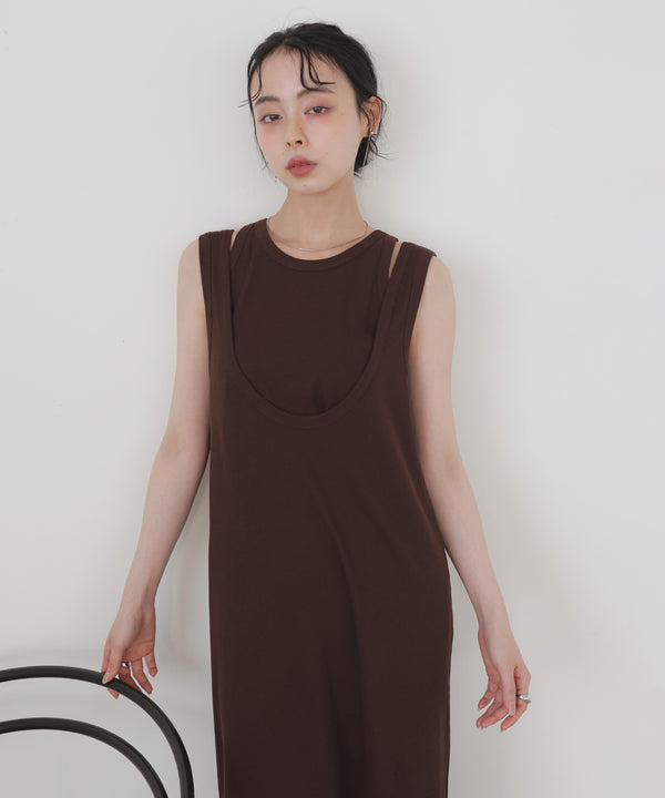 レイヤードノースリーブワンピース
