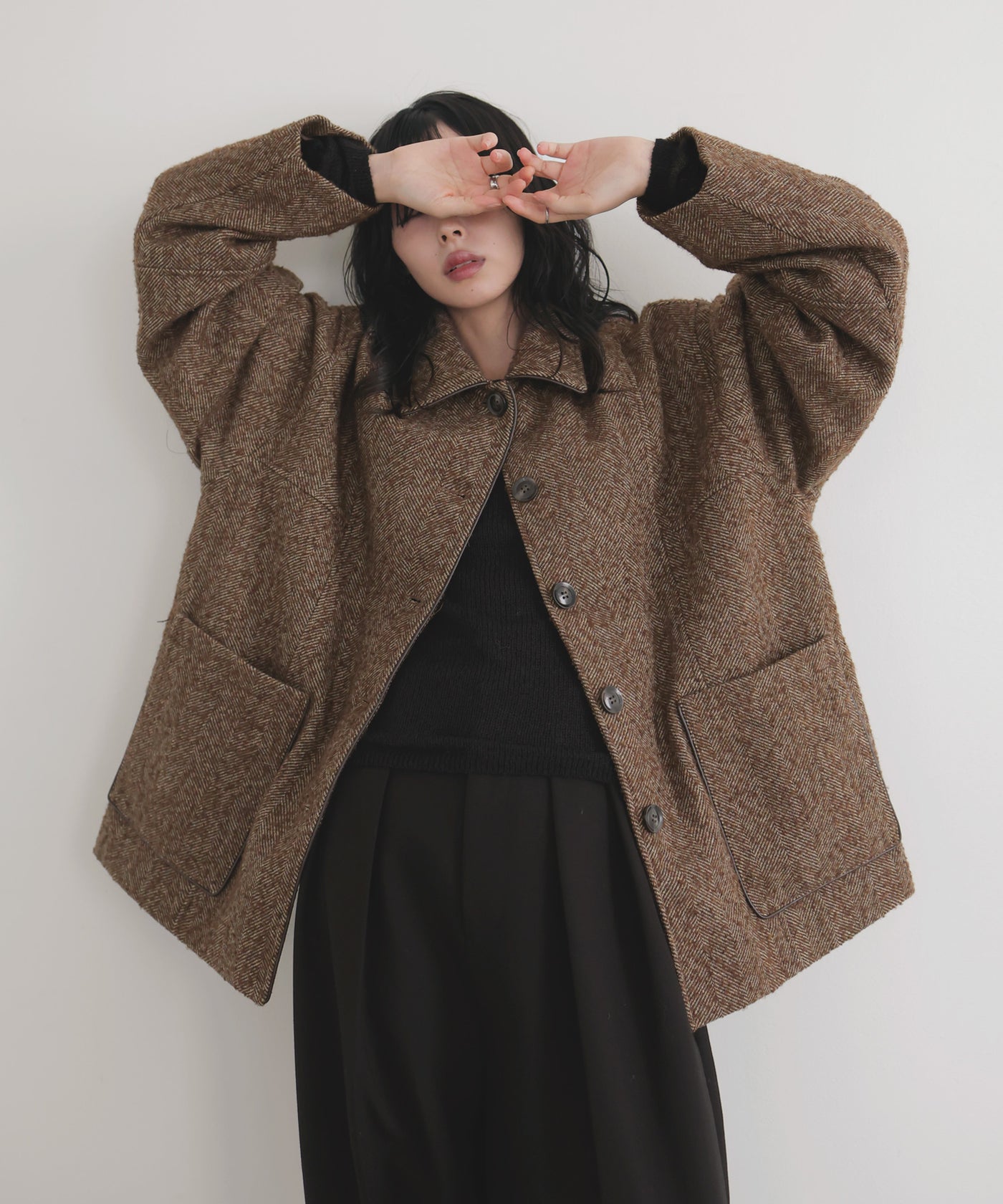 ヘリンボーンパイピングカバーオールジャケット – LIAN