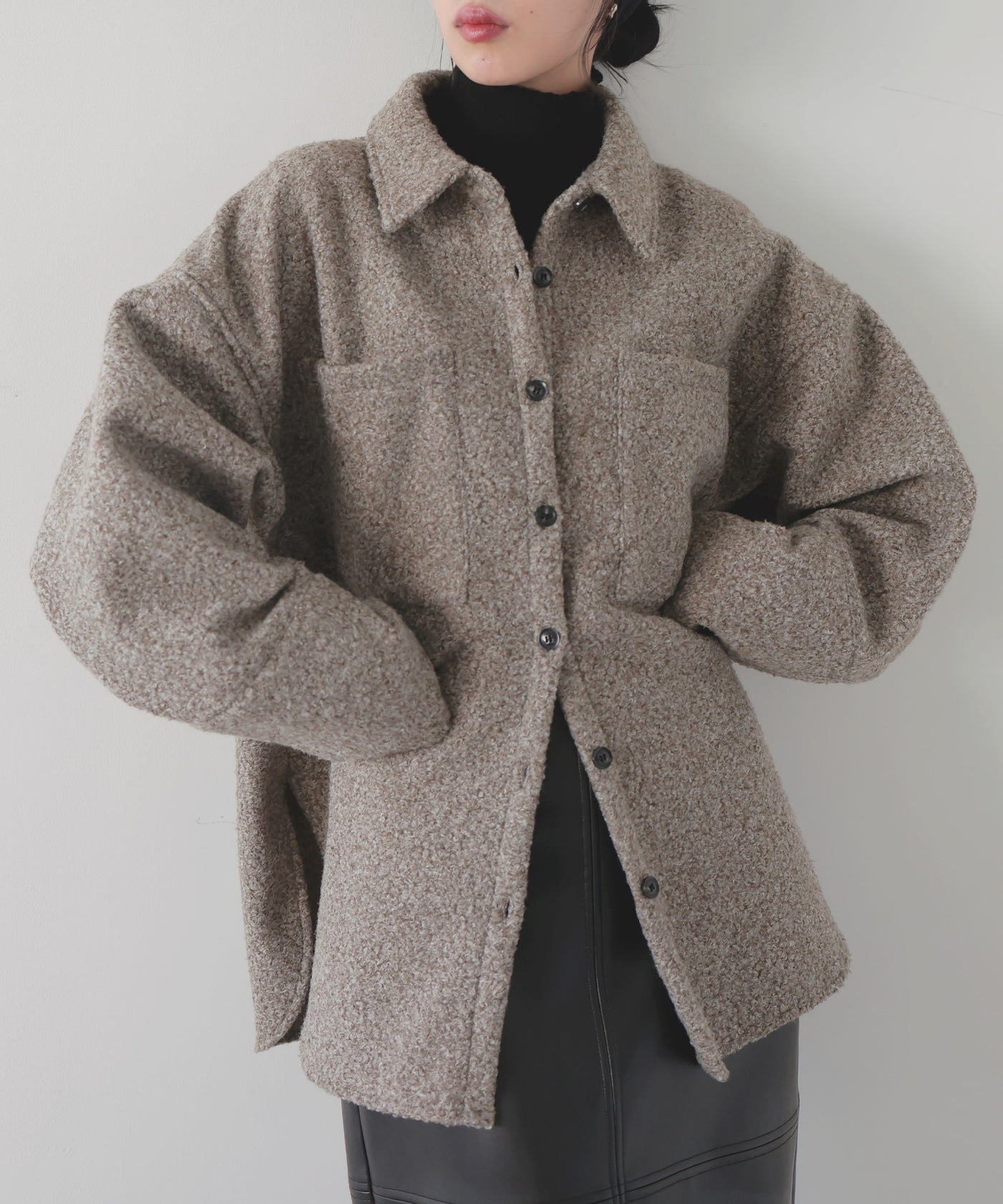 【未使用品】AKM ウールループ ドビー ツイード シャツブルゾン　L ループツイードシャツブルゾン – LIAN