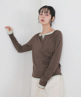 バイカラーヘンリーネックプルオーバー