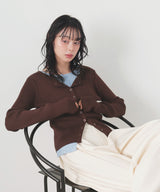 バイカラーリブニットカーデ