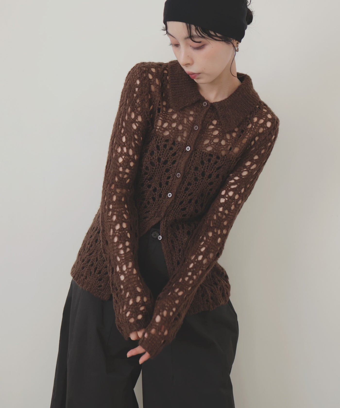 ほぼ未使用 ロージーモンスター✨ふわもこ ハンドニット カーディガン ブラウン クロシェポロニットカーディガン – LIAN