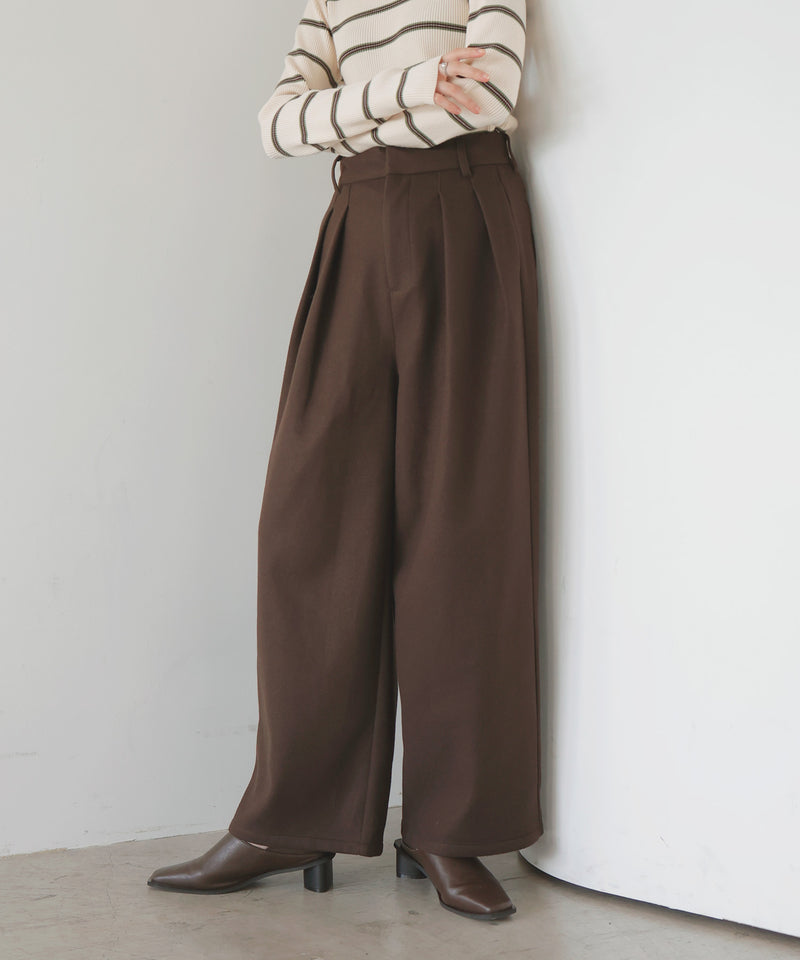 ウールライクタックワイドパンツ