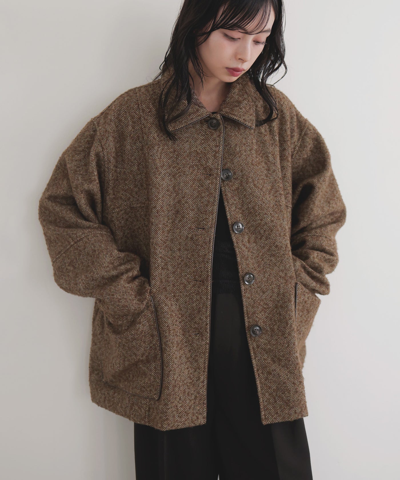 ヘリンボーンパイピングカバーオールジャケット – LIAN