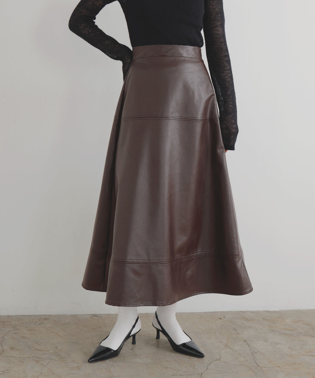 UNITED ARROWS フェイクレザー フレア スカート 38 フェイクレザーフレアスカート – LIAN
