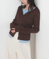 バイカラーリブニットカーデ