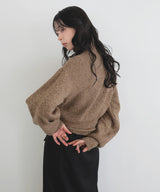 ボタンデザイン2WAYネックニット