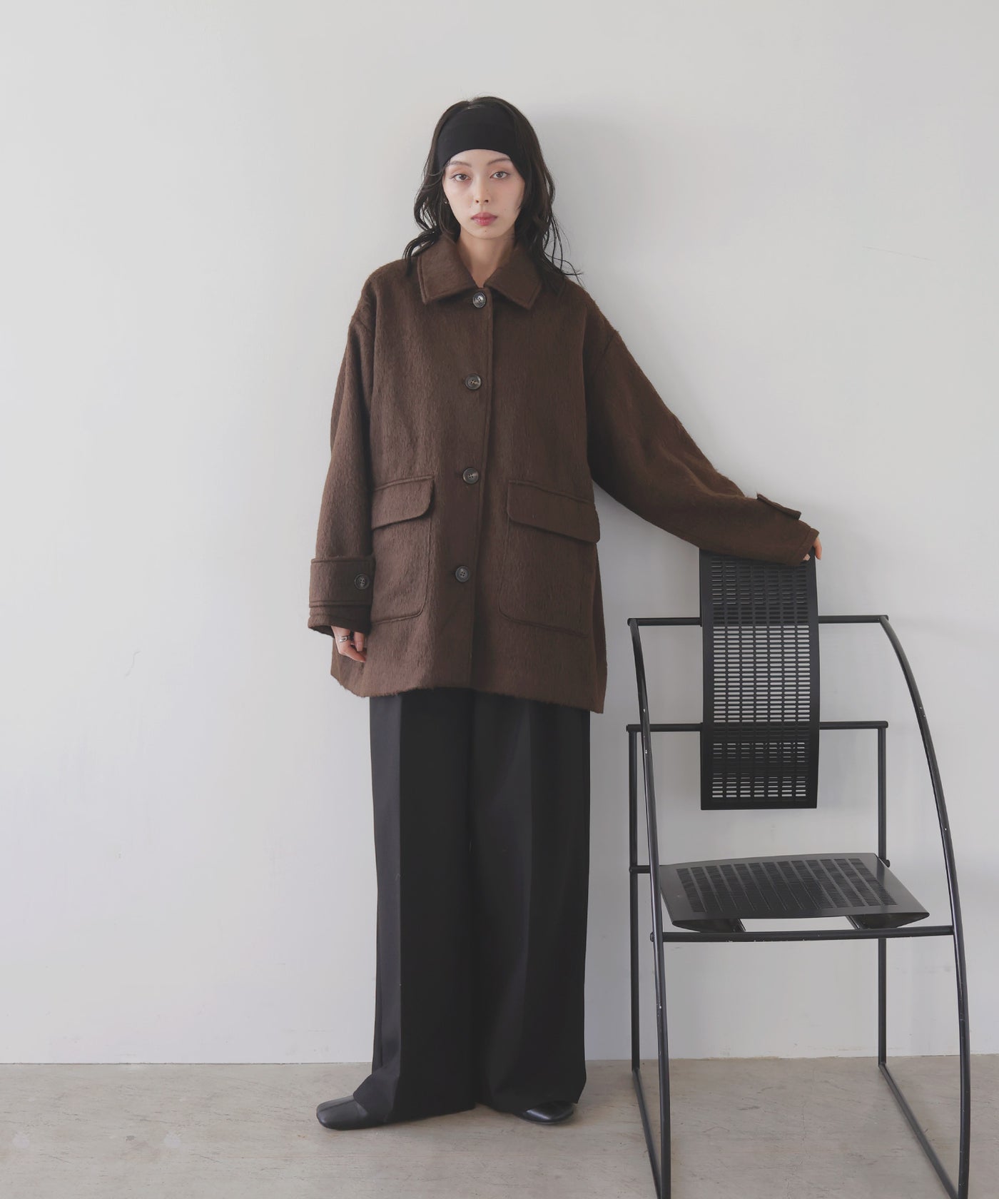 ステンカラーシャギージャケットコート – LIAN