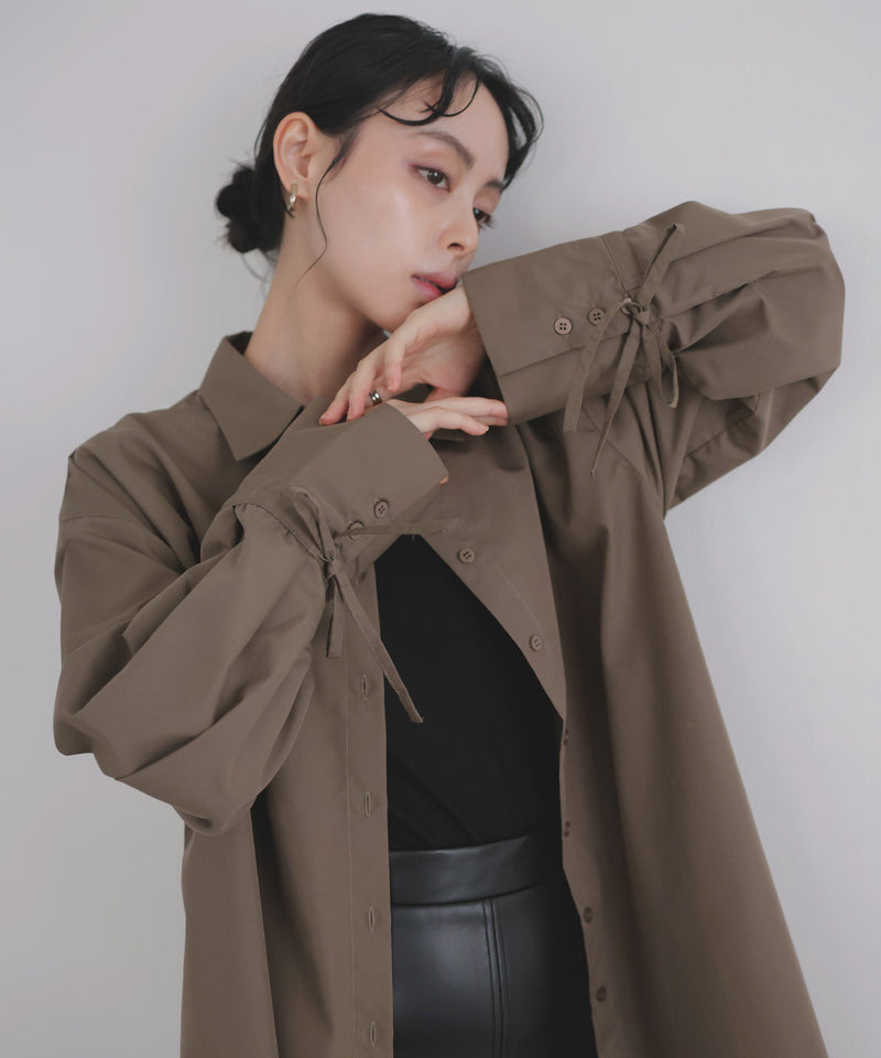 袖リボンチュニックシャツ