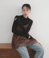 レースサテンキャミ