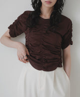 シャーリングアシンメトリーTシャツ