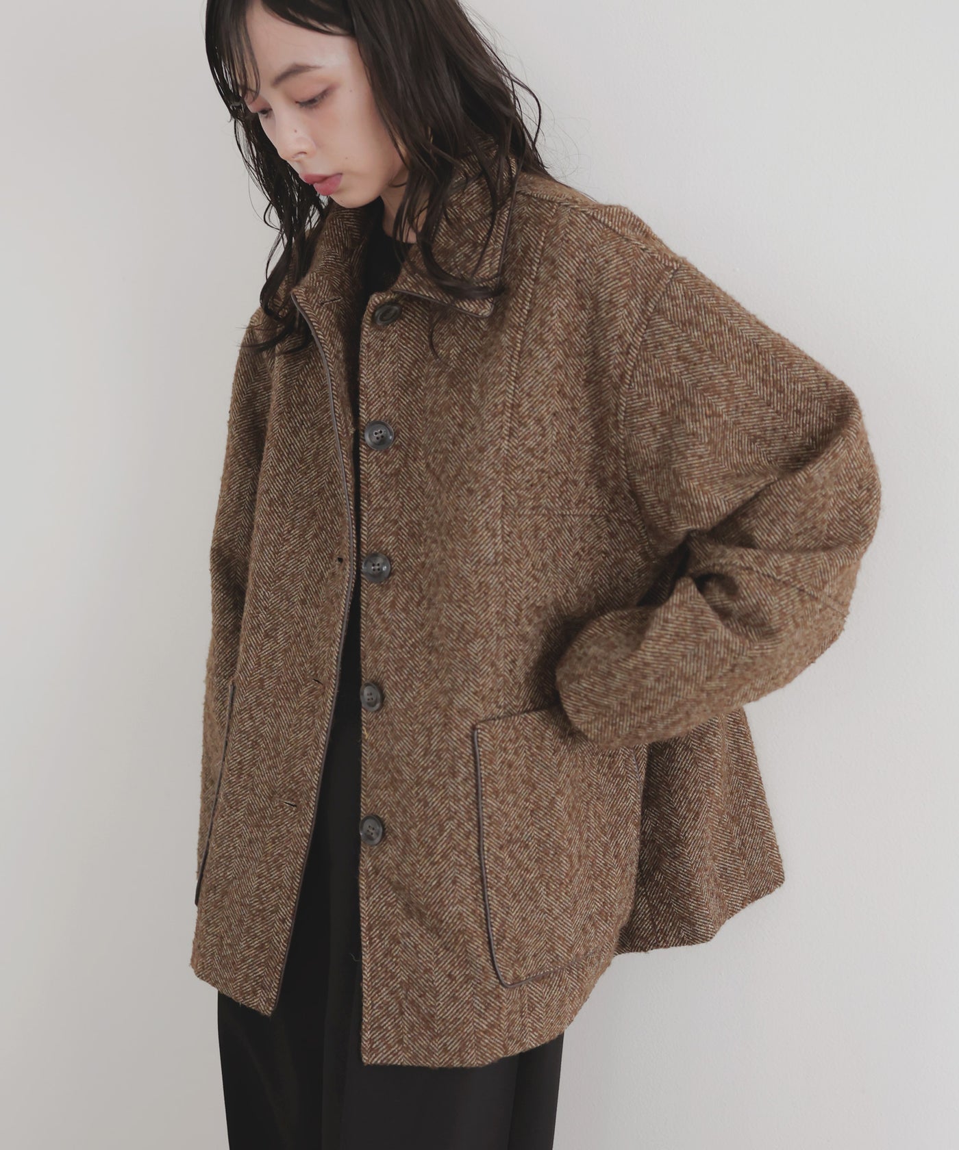 ヘリンボーンパイピングカバーオールジャケット – LIAN