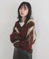 アーガイルVネックニットプルオーバー