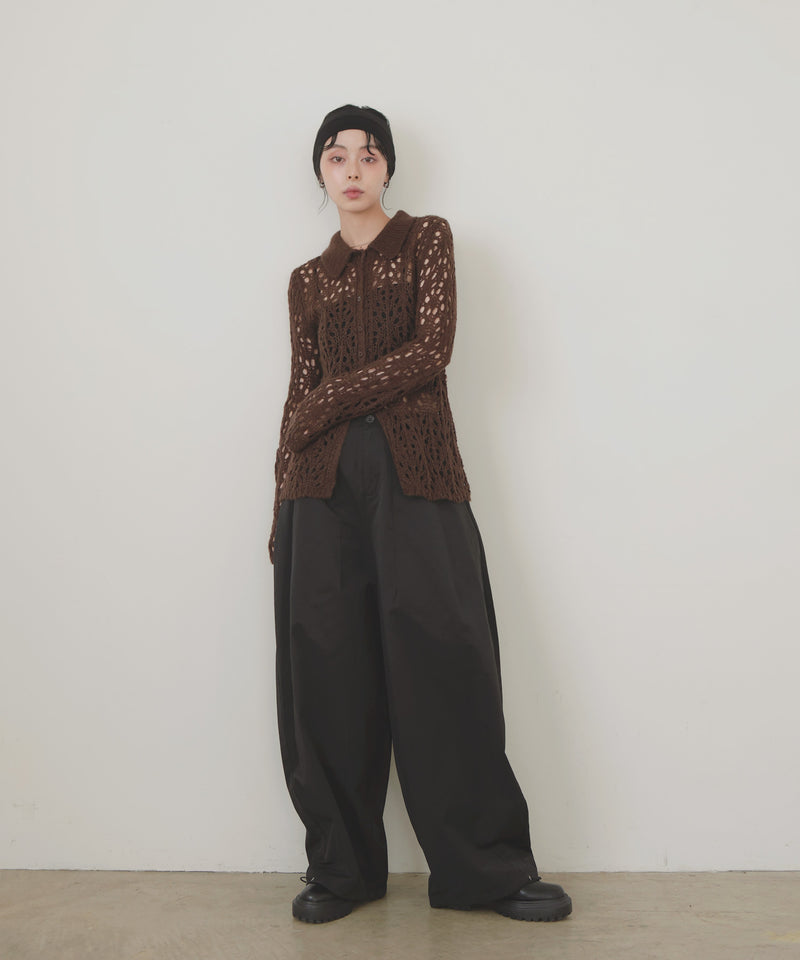 クロシェポロニットカーディガン