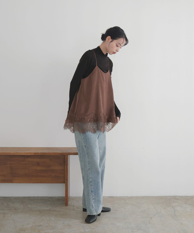 レースサテンキャミ