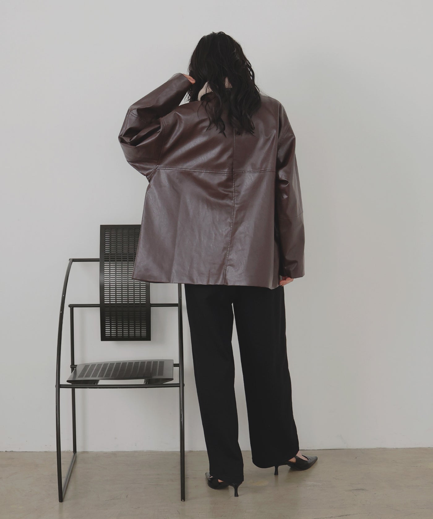 ボア襟フェイクレザーカバーオールジャケット – LIAN