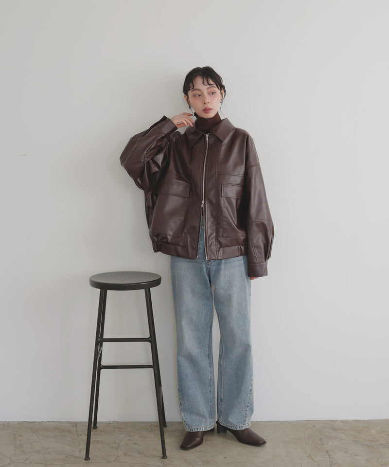 フェイクレザーミドルブルゾン