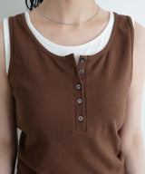 ヘンリーネックカップ付きレイヤードタンク