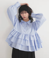 ストライプフリルシャツ