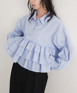 ストライプフリルシャツ