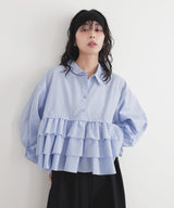 ストライプフリルシャツ