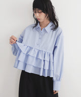 ストライプフリルシャツ