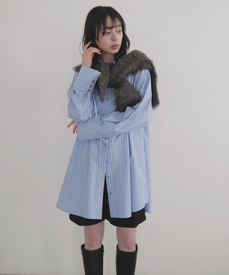 袖リボンチュニックシャツ