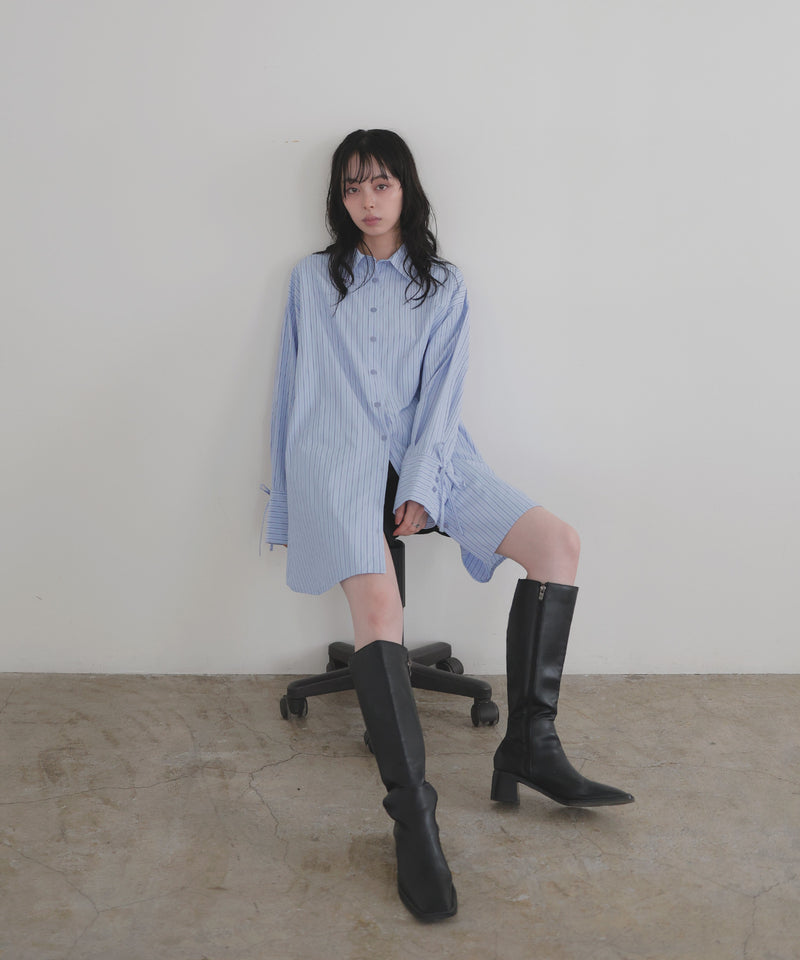 袖リボンチュニックシャツ