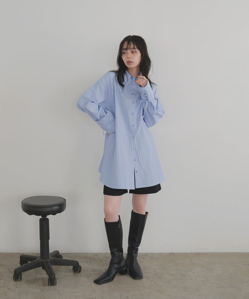 袖リボンチュニックシャツ
