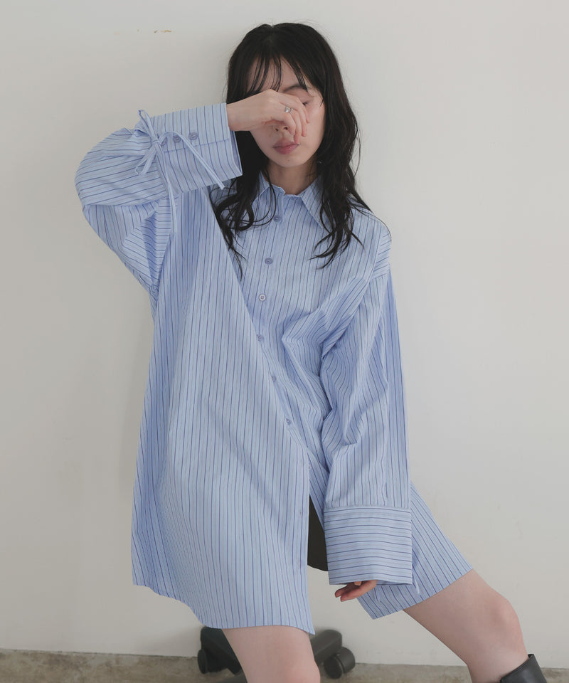 袖リボンチュニックシャツ