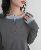 バイカラーヘンリーネックプルオーバー