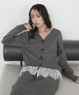 【一部予約商品/セットアップ対応】2WAYレースレイヤードカーディガン