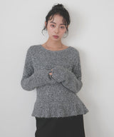 テープヤーンペプラムニットプルオーバー