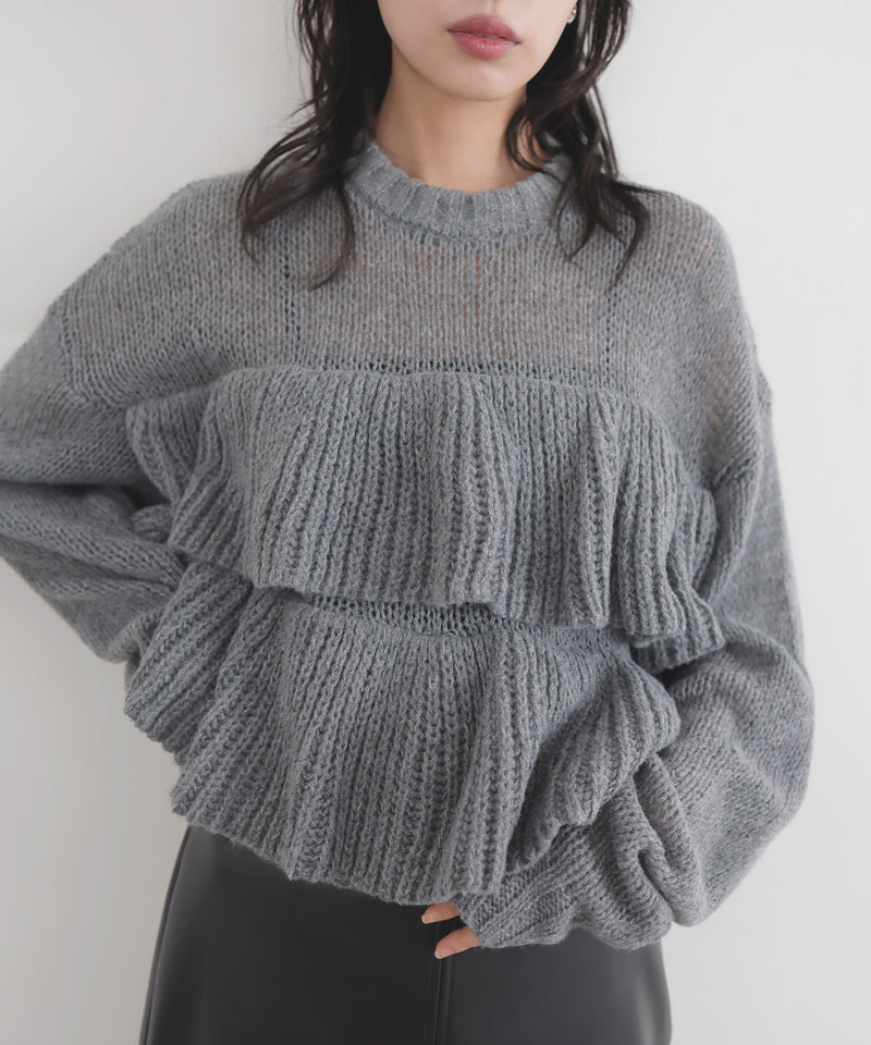 【12月下旬予約商品】シアーフリルニットプルオーバー