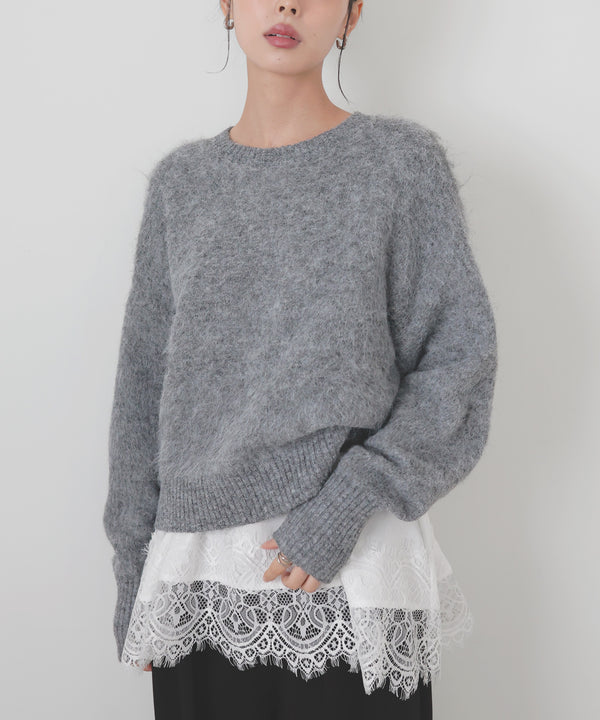 モヘアシャギーニットプルオーバー