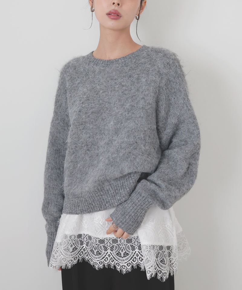 モヘアシャギーニットプルオーバー