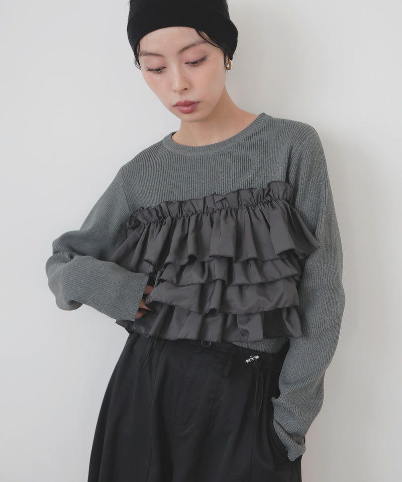 【12月上旬予約商品】フリルビスチェニットプルオーバー