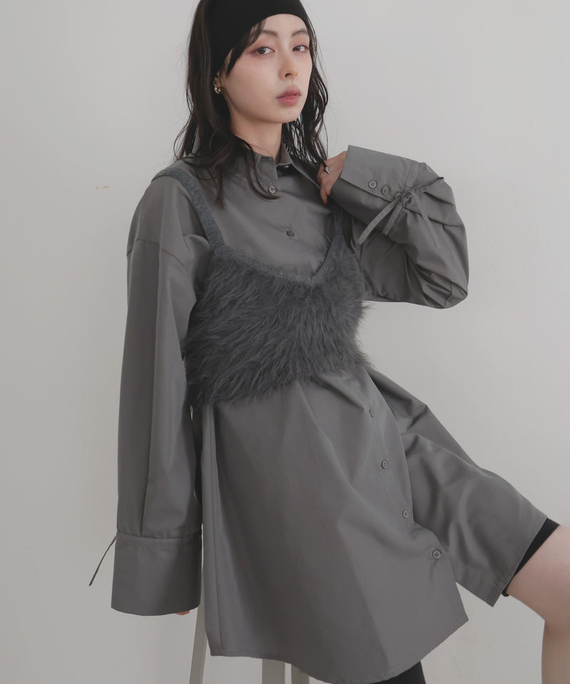 袖リボンチュニックシャツ