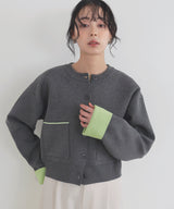 バイカラーニットカーディガン