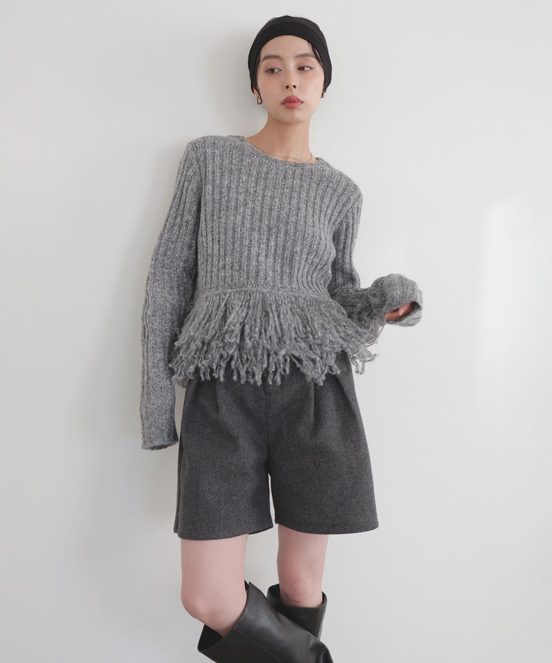 フリンジペプラムニット