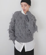 ランダムフリンジニットプルオーバー